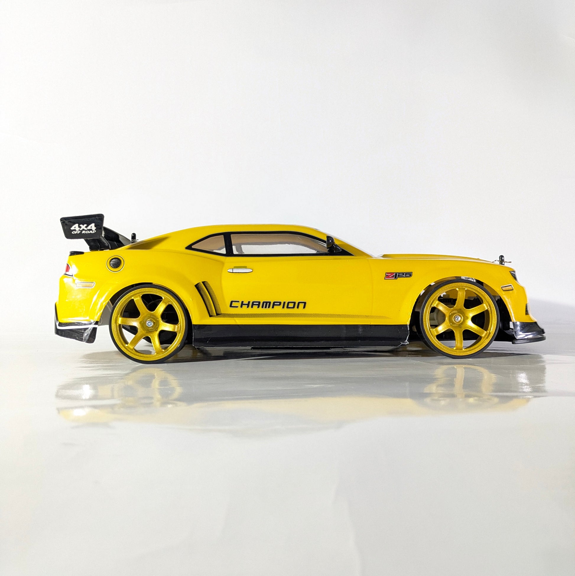 Side view of BeingBoys Camaro Bumble Bee RC car India, racing and drifting model.