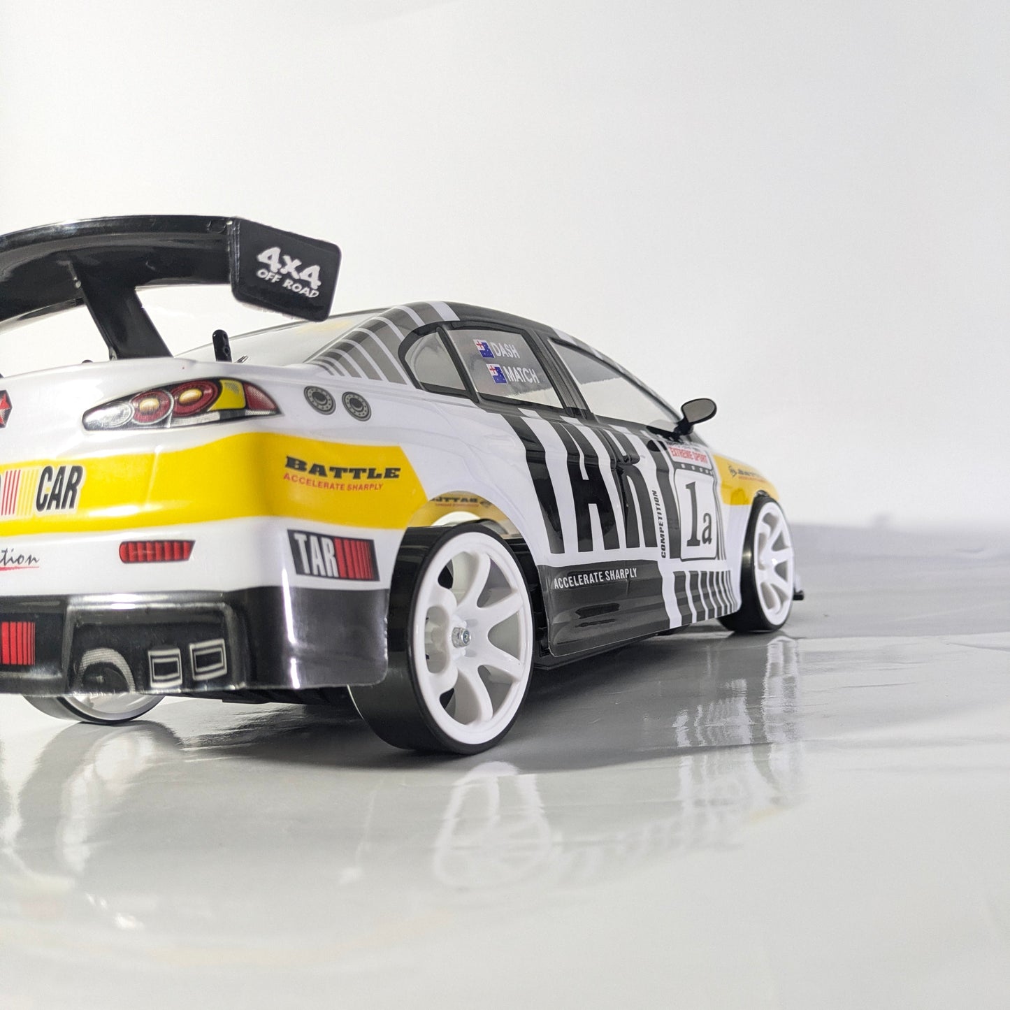 Back view of BeingBoys Mitsubishi Xtreme Sport RC car India for high-speed drifting.