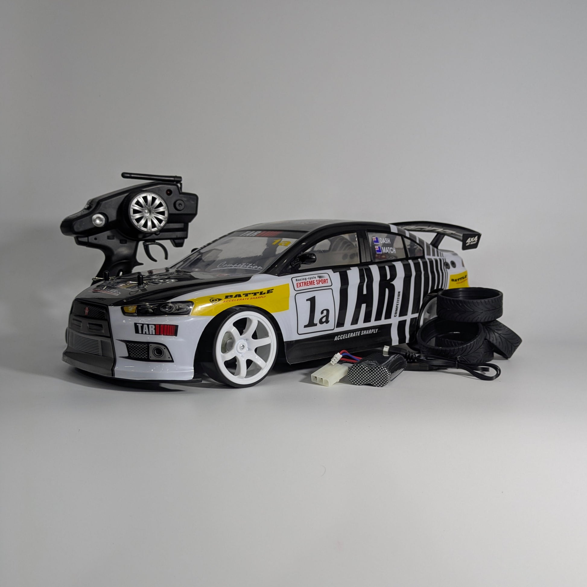 Side view of BeingBoys Mitsubishi Xtreme Sport RC car India for high-speed drifting.