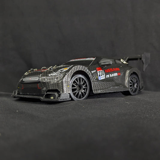 Side profile of BeingBoys Nissan GT-R Godzilla, high-speed racing RC car India.